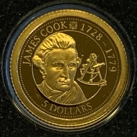 Cook Islands 2012 $5 Captain James Cook .5 grams of .585 Gold Coin
