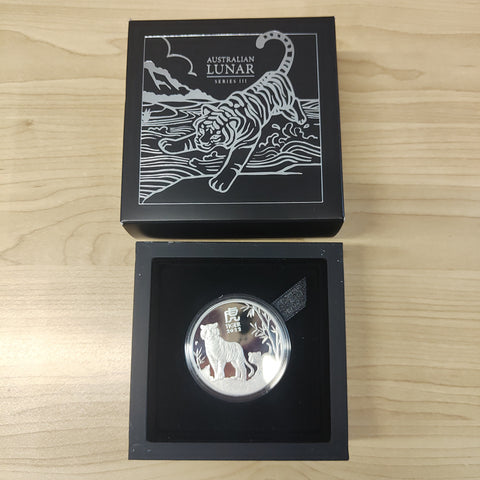 2022 Perth Mint Australian Lunar Series III Year of the Tiger $1 1oz Silver Proof Coin