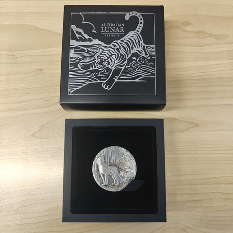 2022 Perth Mint Australian Lunar Series III Year of the Tiger $2 2oz Silver Antiqued Coin