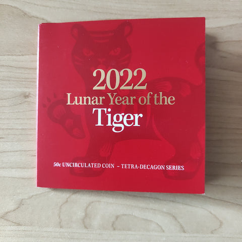 2022 Perth Mint Australian Lunar Year of the Tiger 50c Uncirculated Carded Coin