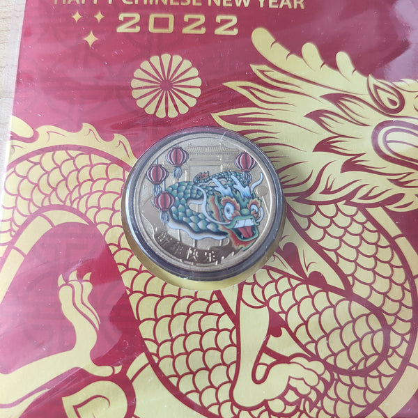 2022 Australia Post Happy Chinese New Year $1 Coloured Coin PNC Limited Edition 7891/8888