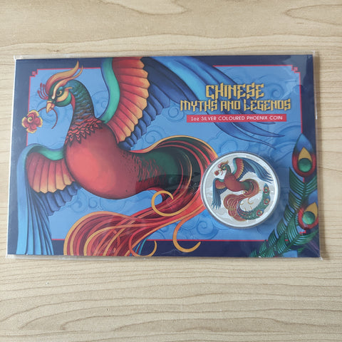 2022 Perth Mint Chinese Myths and Legends Phoenix $1 1oz Silver Vivid Coloured Carded Coin