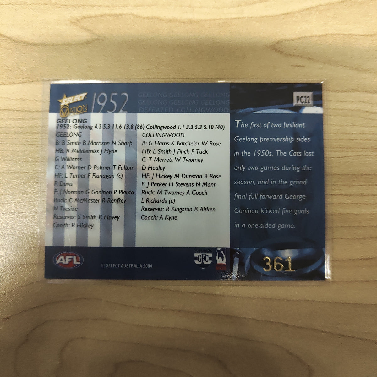 2004 Select Ovation 1952 Premiership Commemorative Geelong No.361