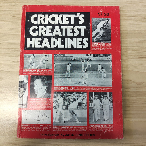 Cricket 1970s Cricket's Greatest Headlines Jack Fingleton Cricket Book Magazine
