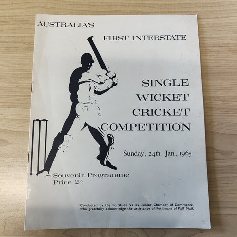Cricket 1965 Australia, First Interstate Single Wicket Cricket Competition Souvenir Programme
