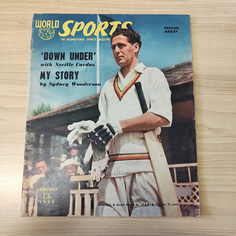 Cricket 1955 January World Sports Magazine Trevor Bailey Cricketer Cover