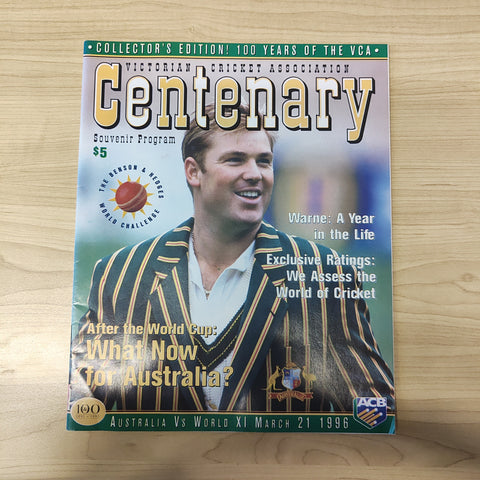 1996 Victorian Cricket Centenary Souvenir Program Australia v World XI