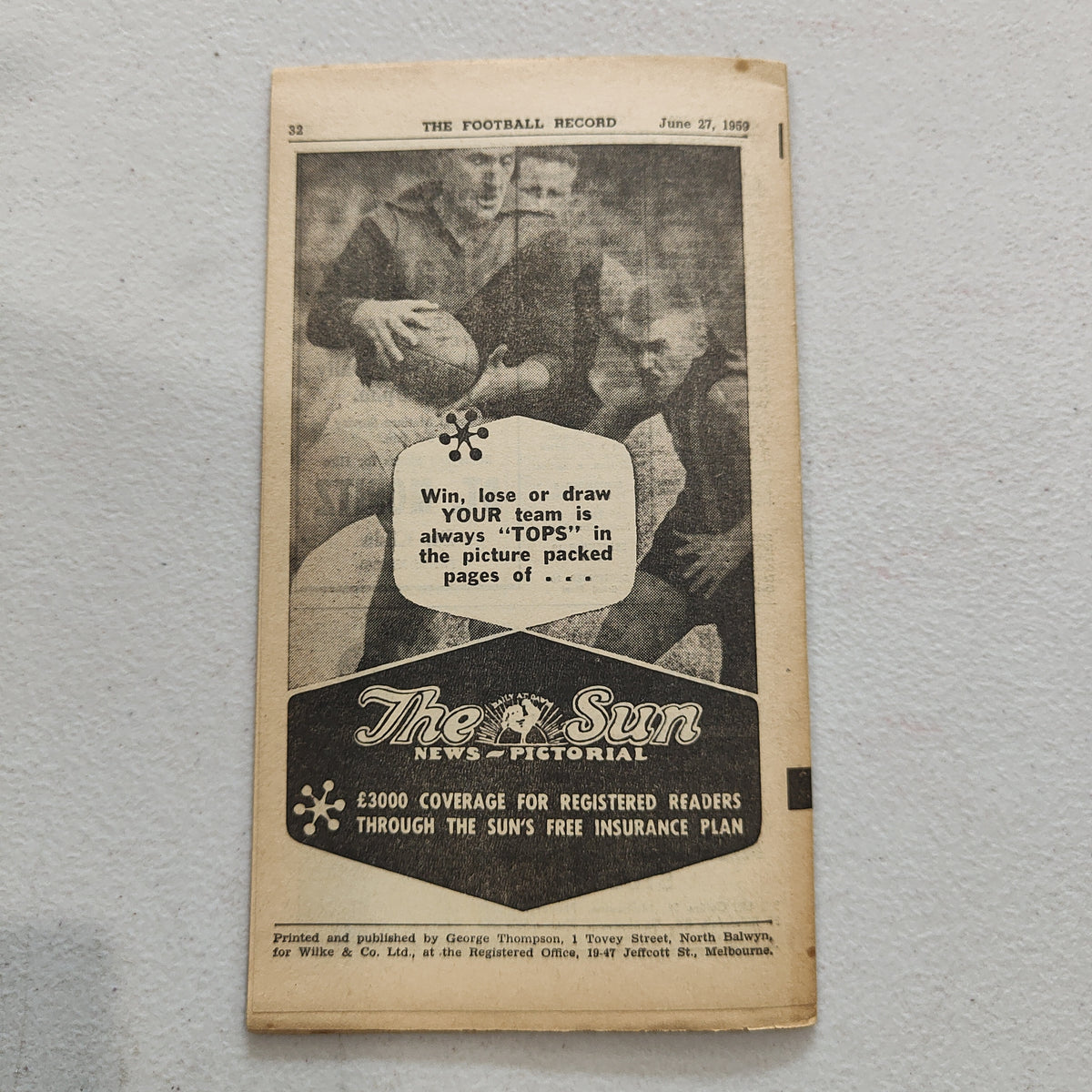 VFL 1959 June 27 St Kilda v Geelong Football Record Shields Stamps