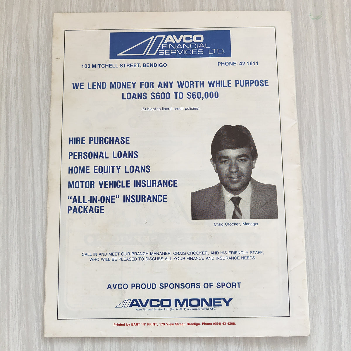 1985 March 10 Carlton v Melbourne Bendigo VFL Football Record Shields