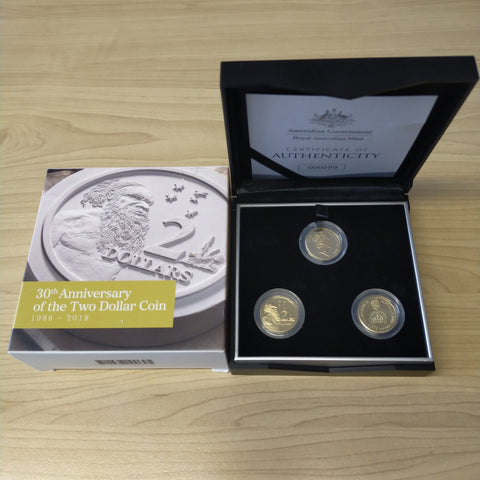 2018 RAM $2 30th Anniversary of the Two Dollar Coin Three Coin Proof Set