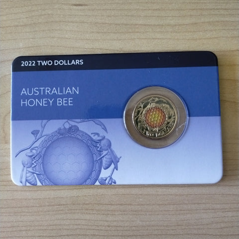 2022 Australia $2 Honey Bee Downies Carded Uncirculated Coin