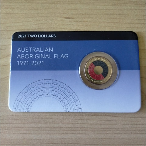2021 Australia $2 Aboriginal Flag Downies Carded Uncirculated Coin