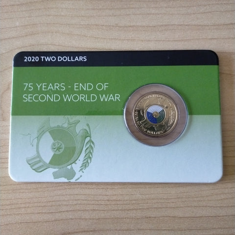 2020 Australia $2 75 Years End of Second World War WWII Downies Carded Uncirculated Coin