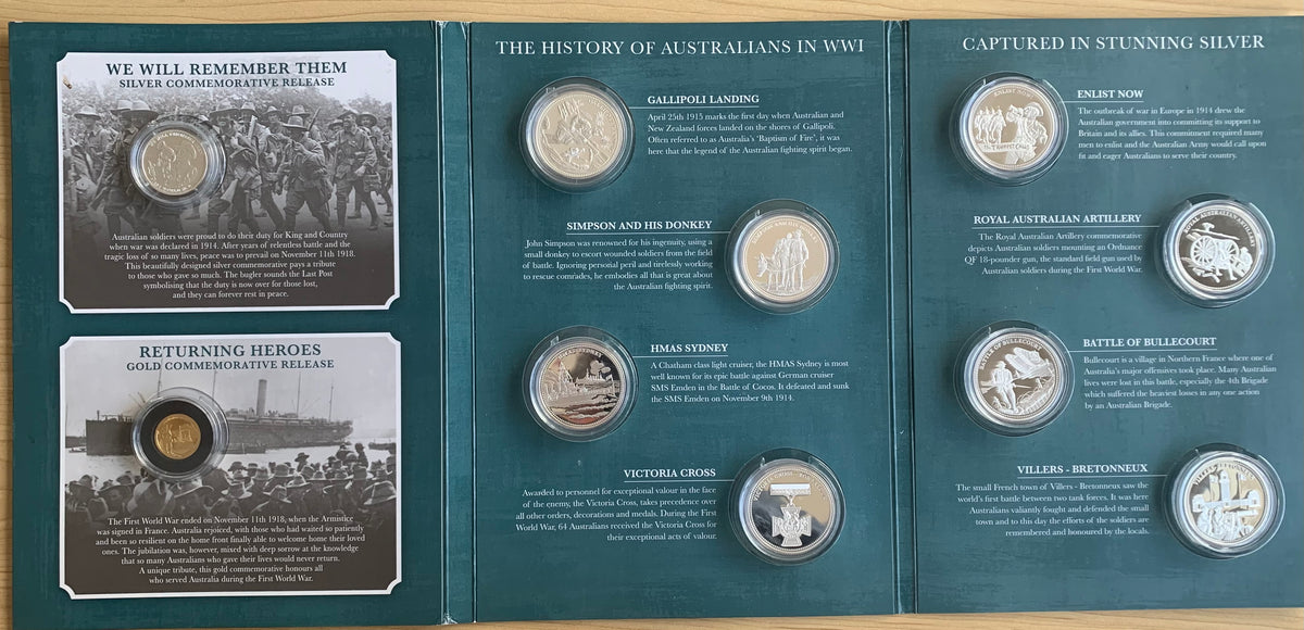 Macquarie Mint First World War Silver 10 Medallion Collection with