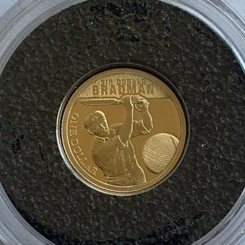 Cook Islands 2016 Macquarie Mint $1 Sir Donald Bradman .5 grams of .585 Gold Coin