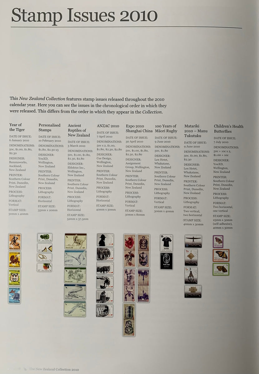 New Zealand 2010 Post Office Year Book containing all the different si