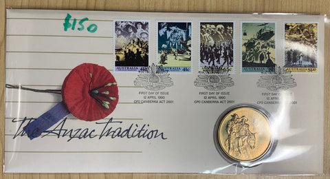 1990 Australia ANZAC Tradition PNC with $5 coin