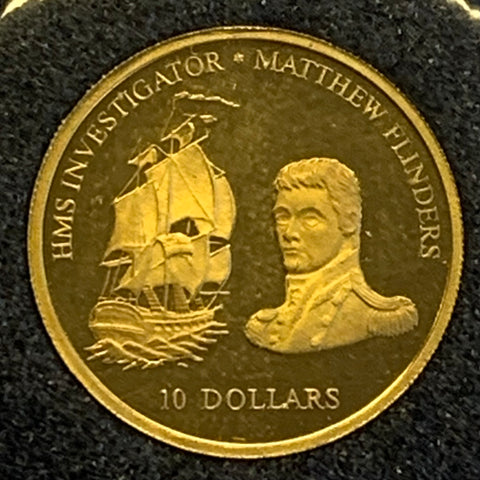Fiji 2002  $10 Mathew Flinders 1/25th ounce .999 Gold proof Coin