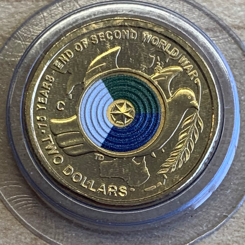 2020 RAM $2 75th Anniversary End of WWII C Mintmark Coloured Uncirculated Coin