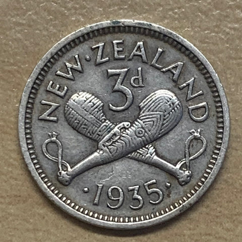 New Zealand 1935 Silver Threepenny 3d Rare key date