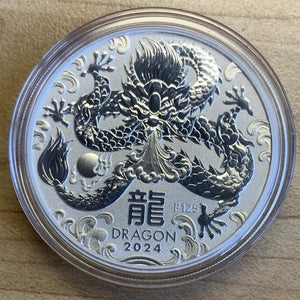 2024 Australia Lunar New Year of the Dragon $1 .9999 1oz Silver Coin
