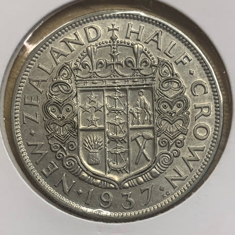 New Zealand 1937 Silver Half Crown Extremely Fine Condition