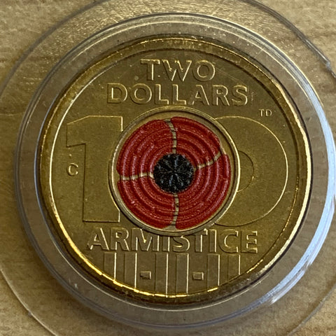 2018 Australia $2 C mintmark Remembrance Day Armistice Coloured  Uncirculated Coin
