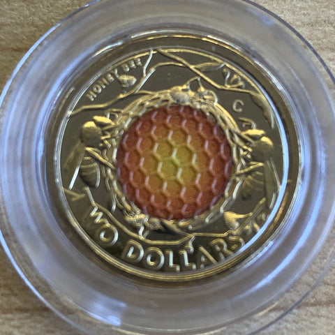Australia 2022 $2 Coloured Honey Bee C Mintmark Uncirculated Coin