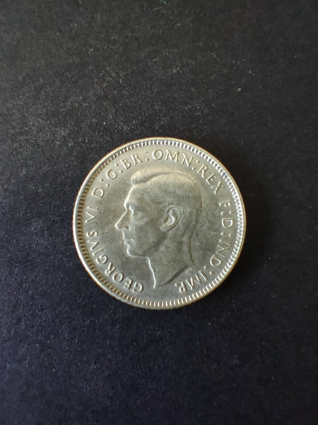 Australia 1943D 6d Sixpence Silver Coin Fine Condition. Denver Mint