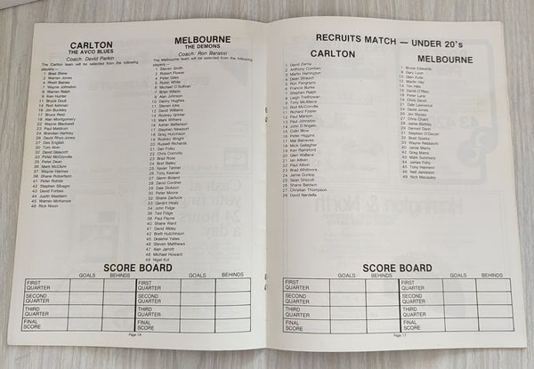 1985 March 10 Carlton v Melbourne Bendigo VFL Football Record