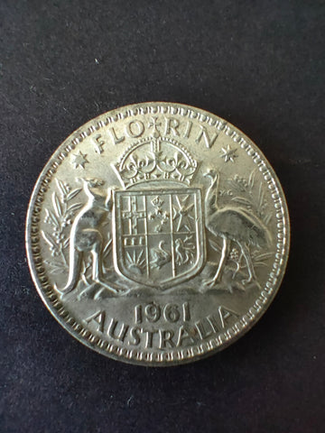 Australia 1961 2/- Florin Silver Coin Fine Condition