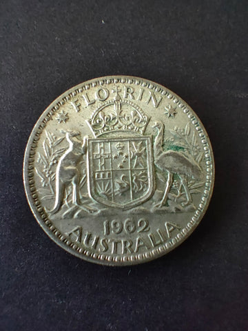Australia 1962 2/- Florin Silver Coin Fine Condition