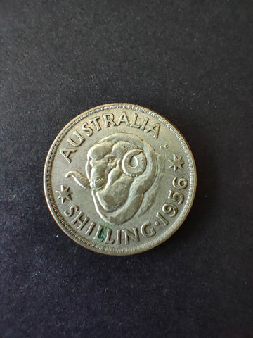 Australia 1956 1/- One Shilling silver coin Fine Condition