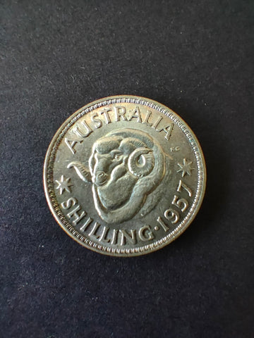 Australia 1957 1/- One Shilling silver coin Very Fine Condition