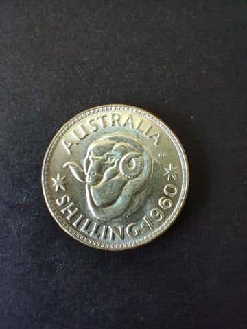 Australia 1960 One Shilling Silver Coin Very Fine Condition