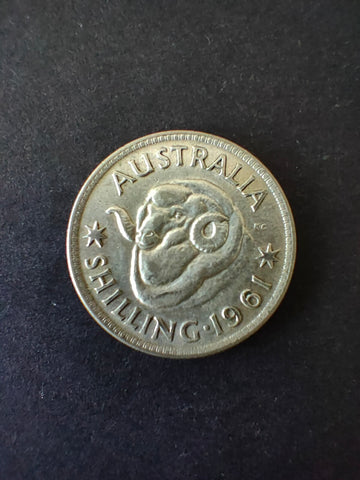 Australia 1961 One Shilling 1/- Silver Coin Very Fine Condition