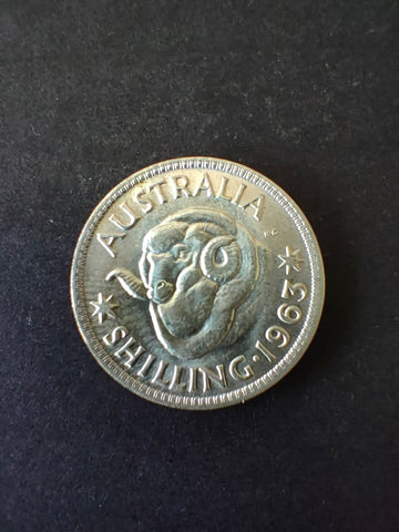 Australia 1963 One Shilling Silver Coin Very Fine Condition