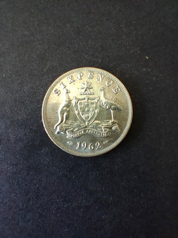Australia 1962 6d Sixpence Silver Coin Fine Condition
