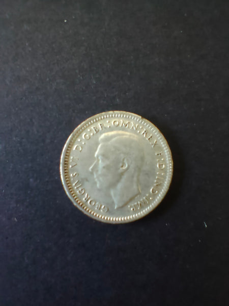 Australia 1943D 3d Threepence Silver Coin Fine Condition. Denver Mint