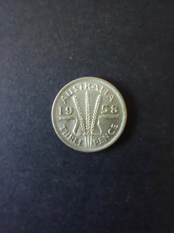 Australia 1958 3d Threepence Silver Coin Fine Condition