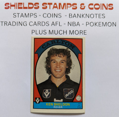 1978 VFL Football Scanlens Card 14 Ken Sheldon Carlton