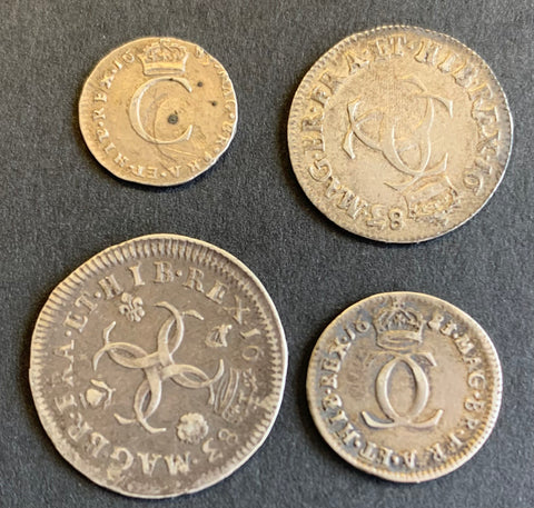 UK Great Britain Charles II 1683 Maundy Set Penny, Twopence, Fourpence and Sixpence