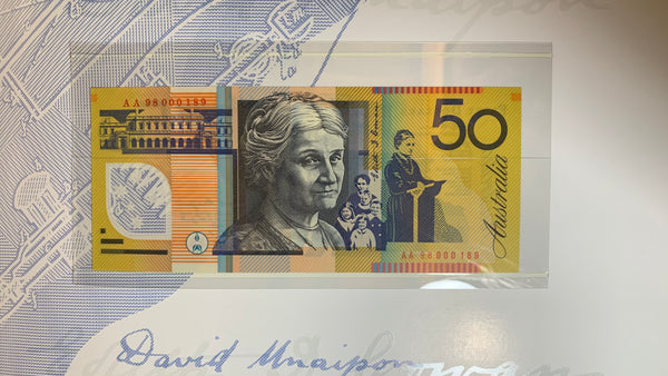 1998 $5, $10, $20, $50 & $100 Australian Premium Banknote Folder Matching Red Serial Numbers