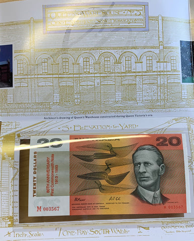 Australia 1993 $20 Fraser Evans Paper "80th Anniversary of First Commonwealth Notes" Folder  Uncirculated