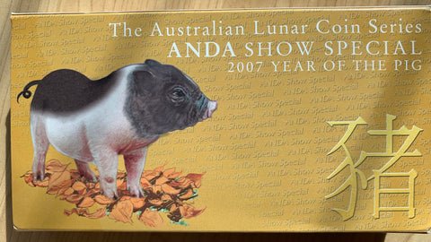 Australia 2007 Perth Mint 50c Lunar New Year of the Pig 1/2oz Silver Proof Coin ANDA Special Edition