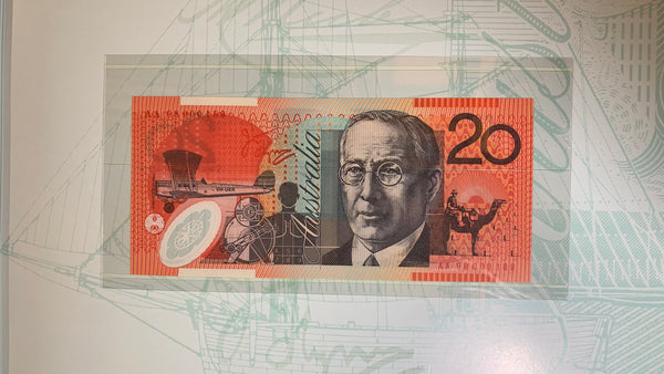 1998 $5, $10, $20, $50 & $100 Australian Premium Banknote Folder Matching Red Serial Numbers
