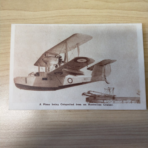 WWI Australian Plane Being Catapulted from Cruiser Postcard