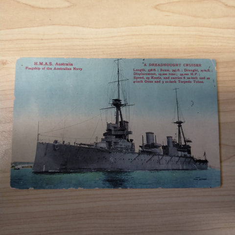 WWI Australian H.M.A.S. Australia Dreadnought Cruiser Postcard