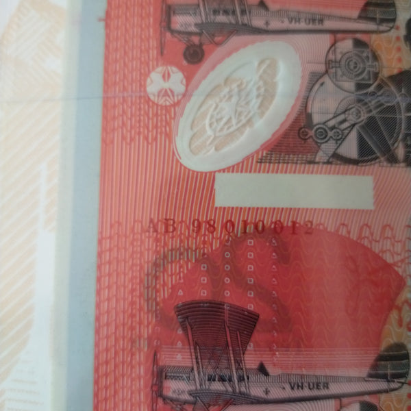 1998 $20 Uncut Block Of 4 Banknotes Red Serial Number In Folder No.0089