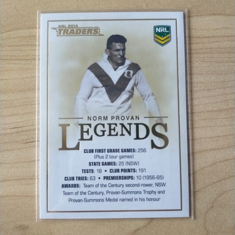 Rugby Australia 2014 NRL Trading Cards Legends Case Card Norm Provan St George CC2